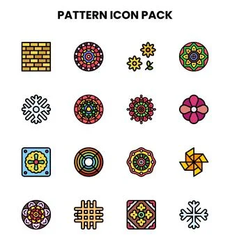 Pattern Lineal Color Icons Pack 스톡 일러스트