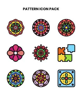 Pattern Lineal Color Set Icons Pack Stockillustratie
