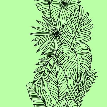 Pattern with linear palm leaves. Decorative image of tropical foliage and pla イラスト素材