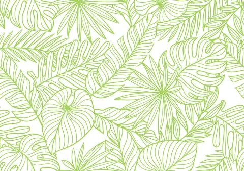 Pattern with linear palm leaves. Decorative image of tropical foliage and pla 库存插图