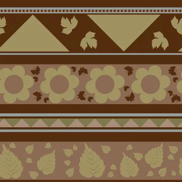 Pattern of linear patterns in brown tones, cartoon illustration, vector, Stock Illustration