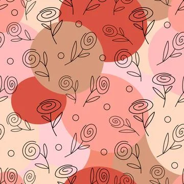 Pattern with linear roses Illustrazione stock