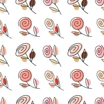 Pattern with linear roses Illustrazione stock