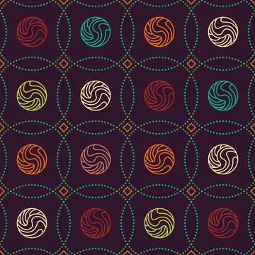 Pattern with lined spheres in dotted square grid Illustrazione stock