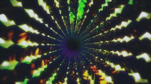 A pattern of lines and color gradients form a rotating space tunnel. Stock Footage 299089353