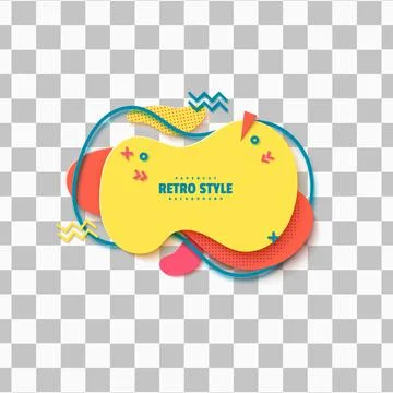 Pattern of liquid geometric shapes in cut paper style. Creative flyer Memphis Stock Illustration