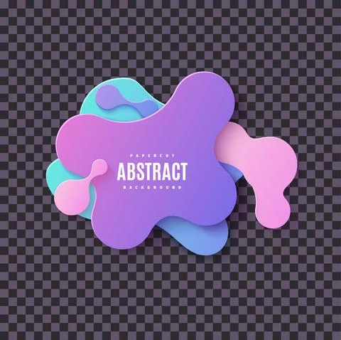 Pattern of liquid geometric shapes in cut paper style. Creative flyer Memphis Illustrazione stock