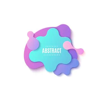 Pattern of liquid geometric shapes in cut paper style. Creative flyer Memphis Stock Illustration