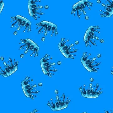 Pattern liquid water splash sketch hand drawn Stock Illustration