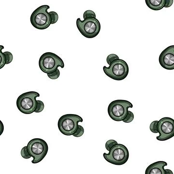 Pattern listen wireless earphones cartoon vector Stock Illustration