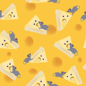 Pattern of a little bow and a piece of cheese.eps Stock Illustration
