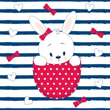 Pattern little cartoon hare Illustrazione stock