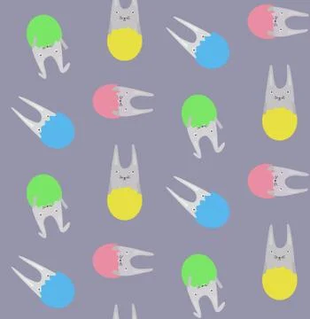 Pattern with Little Rabbits in Colorful Eggs Stock Illustration