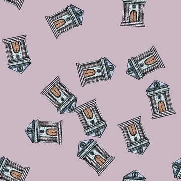 Pattern loans bank building sketch hand drawn Stock Illustration