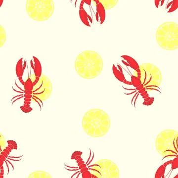 Pattern with lobster and lemon Stock Illustration