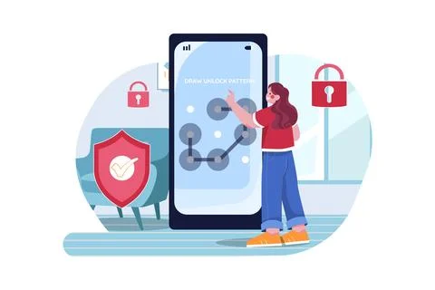 Pattern Lock security 스톡 일러스트