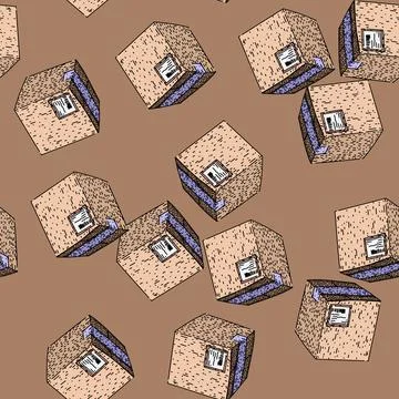 Pattern logistics parcel sketch hand drawn Stock Illustration