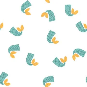 Pattern logo mermaid tail cartoon vector Stock Illustration