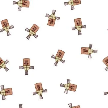 Pattern logo mill farm cartoon vector Stock Illustration