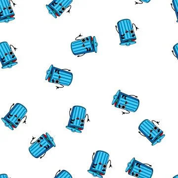Pattern logo trash bin character cartoon vector Stock Illustration