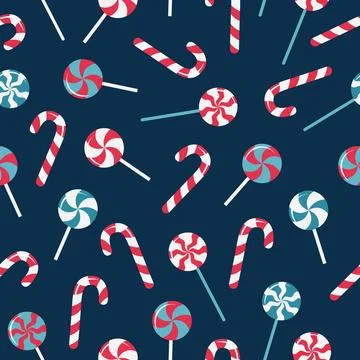 Pattern with lollipops on a dark background Stock Illustration