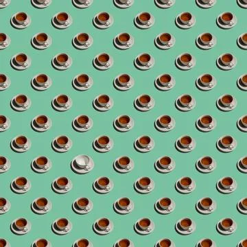 Pattern with lonely cup of tea and many empty cups Stock Illustration