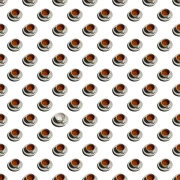 Pattern with lonely empty cup and many cups of tea Stock Illustration