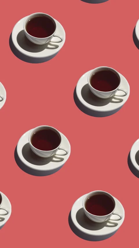 Pattern with lonely teapot and many cups of tea animated Stock Footage 313494853