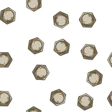 Pattern loosen rusty screw head cartoon vector Stock Illustration