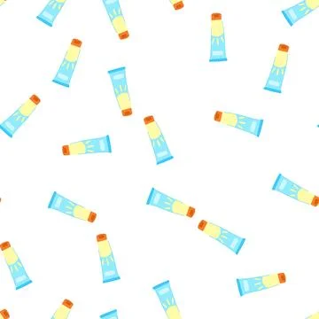 Pattern lotion sun cream cartoon vector Stock Illustration