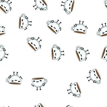 Pattern love coffee mug character cartoon vector Stock Illustration