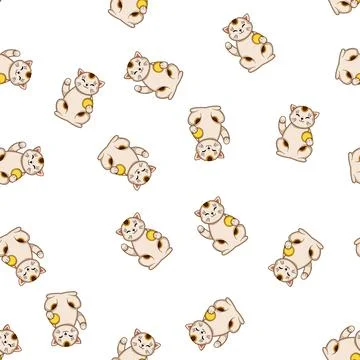 Pattern Lucky beckoning cat bringing wealth and fortune Stock Illustration