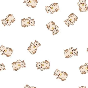 Pattern Lucky beckoning cat bringing fortune and good luck Stock Illustration