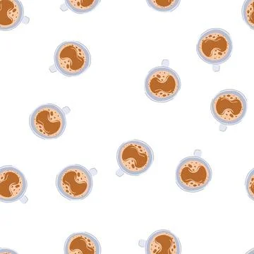 Pattern macchiato coffee cup top cartoon vector Stock Illustration