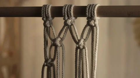 Pattern of macrame threads for decoration or home decor. Home decor idea Stock Footage 172233510