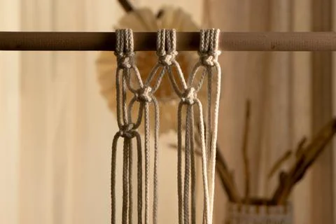 Pattern of macrame threads for decoration or home decor. Home decor idea Foto stock