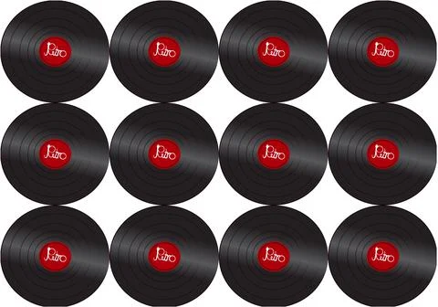 The pattern is made of black iridescent vinyl musical analogue retro old anti Stockillustratie
