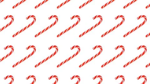 Pattern made from Christmas candy canes isolated on white. Foto stock