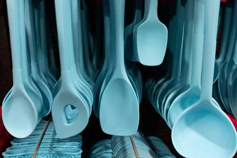 Pattern made from cooking utensil set. Silicone kitchen range of kitchen s... Stock Photos
