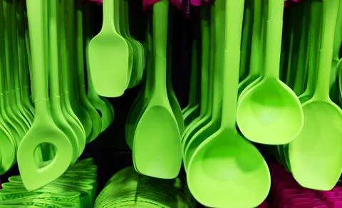 Pattern made from cooking utensil set. Silicone kitchen Stock Photos
