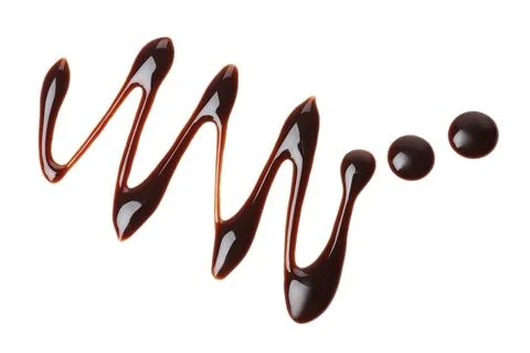 Pattern made of melted chocolate on white background Stock Photos