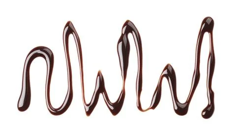 Pattern made of melted chocolate on white background Stock Photos