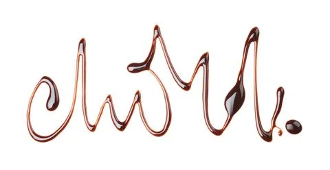 Pattern made of melted chocolate on white background Stock Photos