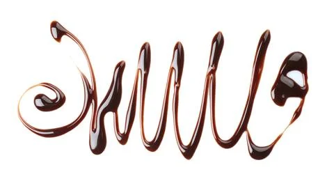 Pattern made of melted chocolate on white background Stock Photos