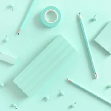 Pattern made of mint stationery Stock Photos