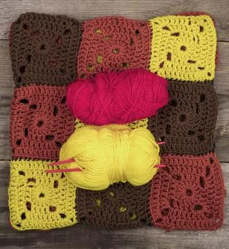 Pattern made out colorful wool Stock Photos