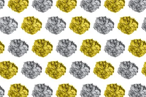 Pattern made from peony flower isolated on white background. Stock Photos