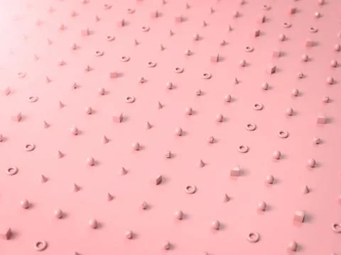 Pattern made with pink geometry shapes and forms on paper background. 3d render Stock Illustration