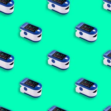 Pattern made of pulse oximeter device, healthcare monitoring concept Stock Photos