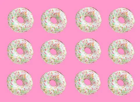 Pattern made of ring donuts Stock Photos